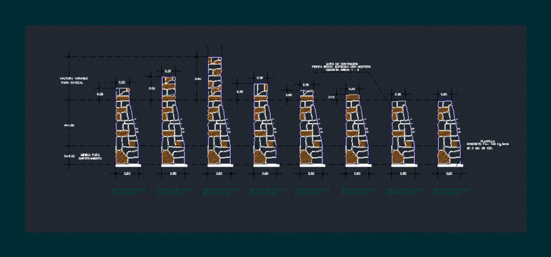 Of Masonry Retaining Walls DWG Section for AutoCAD