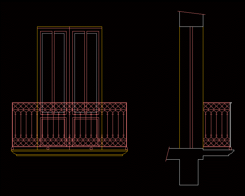 Old Balcony Elevation And Section DWG Section for AutoCAD • Designs CAD