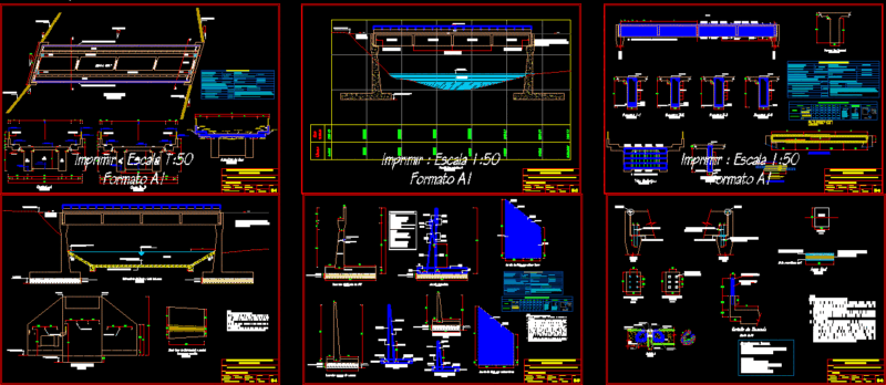 One Lane Cantilever Slab Bridge 75 Feet, Ullillin Gorge, Cajamarca, Peru DWG Full Project for AutoCAD