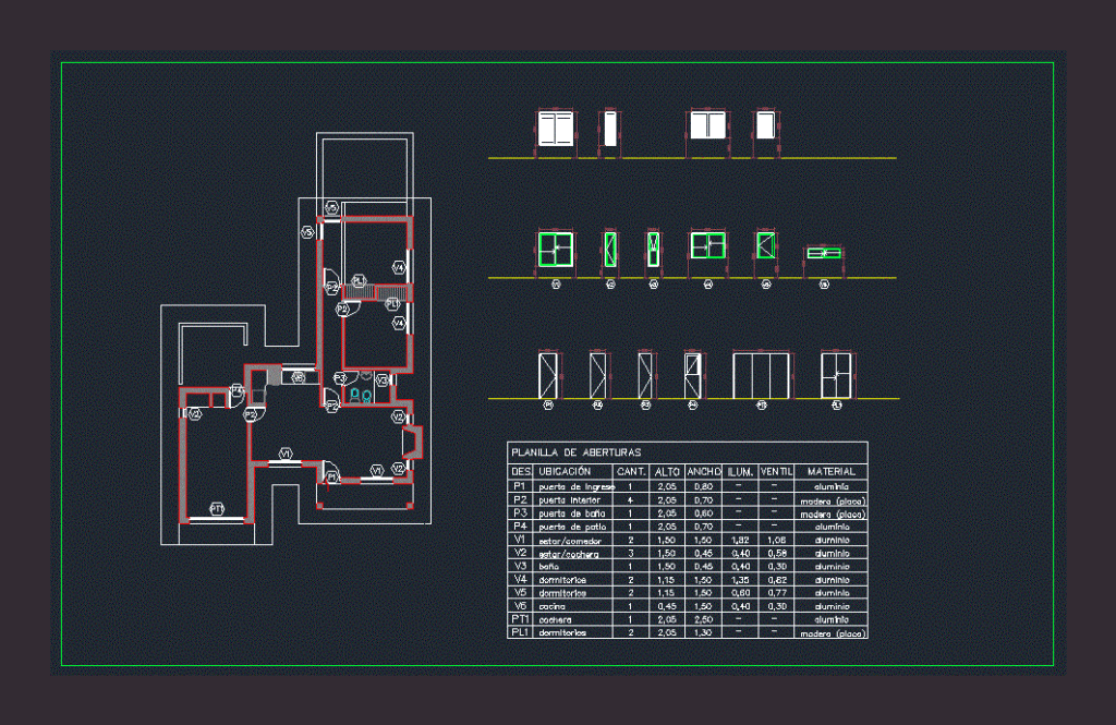 Openings Form Family DWG Block for AutoCAD