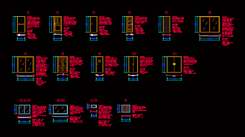 Openings In Height DWG Block for AutoCAD