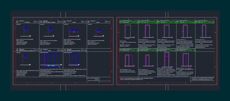 Openings Sheet – Aluminum Windows – Wood Doors DWG Detail for AutoCAD