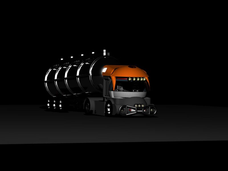 Orange Truck DWG Block for AutoCAD