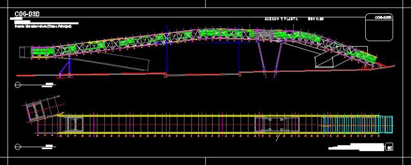 Peatonal Bridge In Steel DWG Elevation for AutoCAD