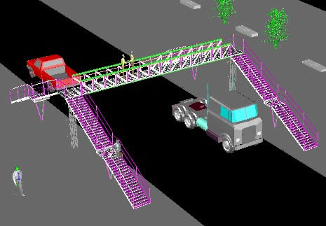 Pedestrian Bridge Over Highway 3D DWG Model for AutoCAD • Designs CAD