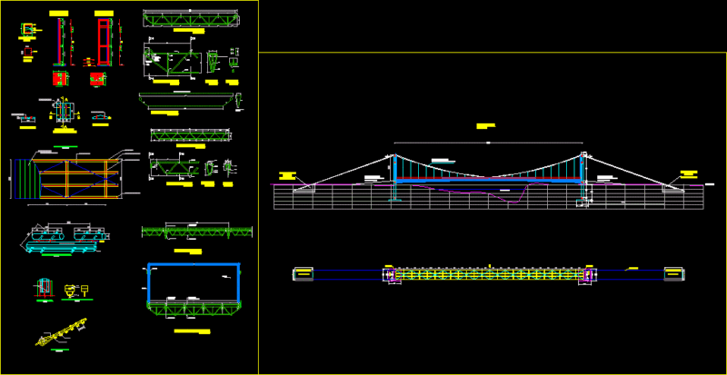 Pedestrian Bridge, Quebrada Coroata, Caracas DWG Plan for AutoCAD