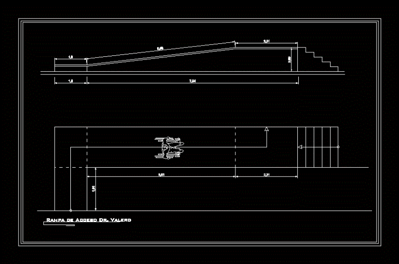 Pedestrian Ramp Disabled DWG Plan & Elevation for AutoCAD