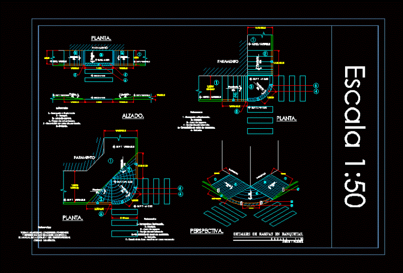 Pedestrian Ramp For Disables DWG Plan for AutoCAD