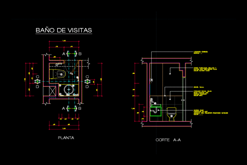 Plano Architectural Bathroom 2D DWG Detail for AutoCAD