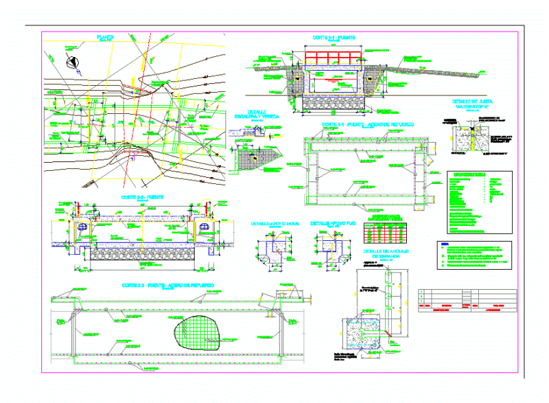 Plano Pedestrian Bridge Over Canal Lined DWG Detail for AutoCAD