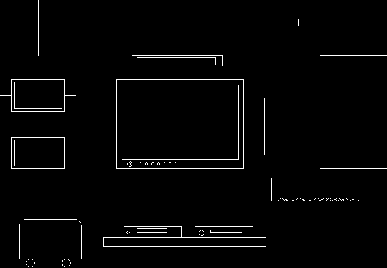 Plasma Tv Cabinet With Drawers DWG Elevation for AutoCAD 