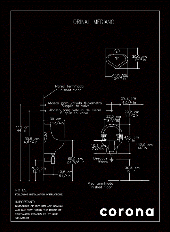 Potty Medium Crown DWG Elevation for AutoCAD