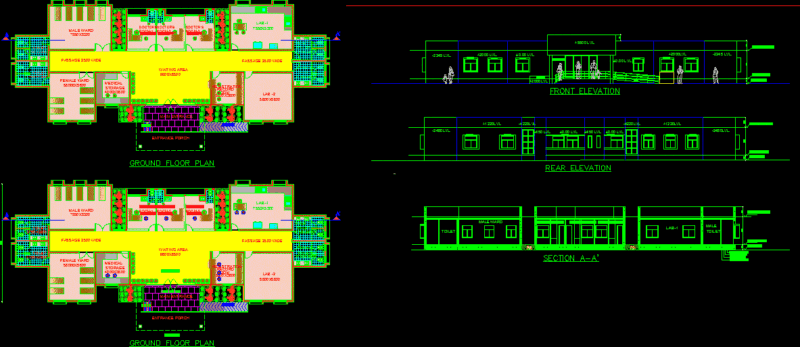Primary Care Clinic, Public Health Services–India DWG Section for AutoCAD