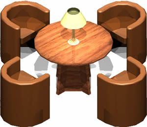 Round Coffee Table With 4 Sofa 3D DWG Model for AutoCAD