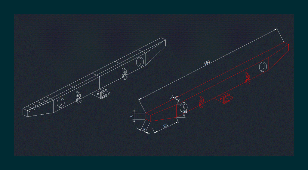 Rear Bumper Jeep DWG Block for AutoCAD