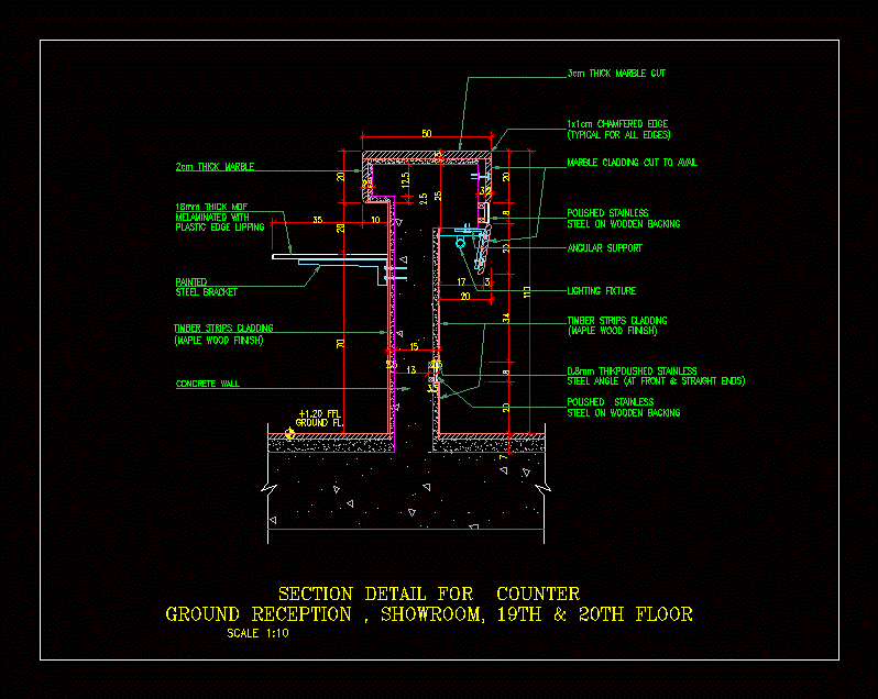 Reception - Counter Section Details DWG Section for AutoCAD • Designs CAD