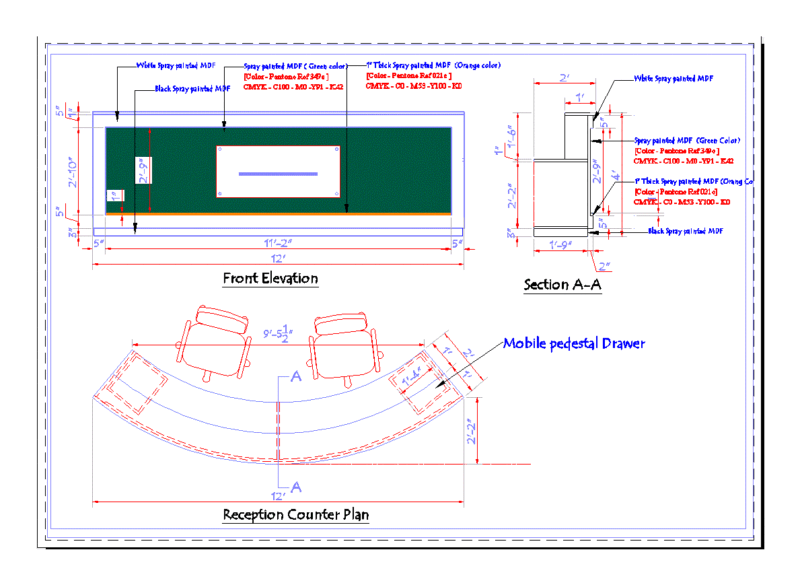 Reception Table DWG Block for AutoCAD
