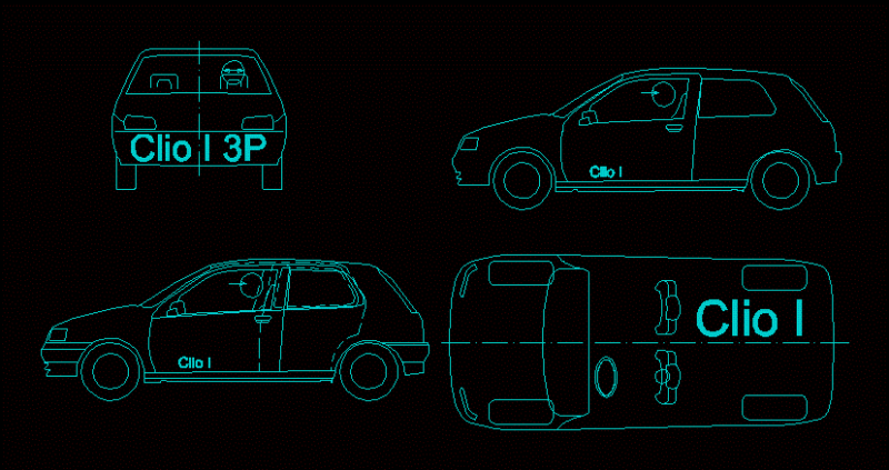Renault Clio I DWG Block for AutoCAD
