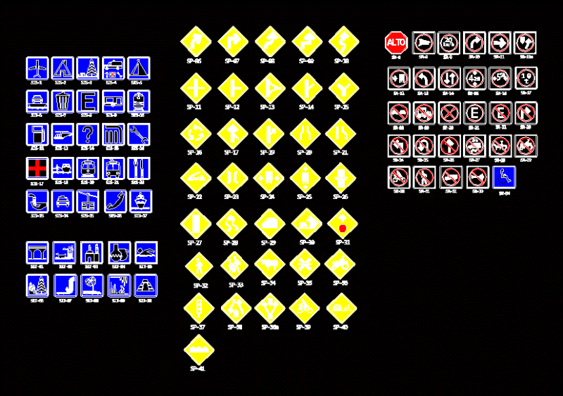 Road Signs DWG Block for AutoCAD