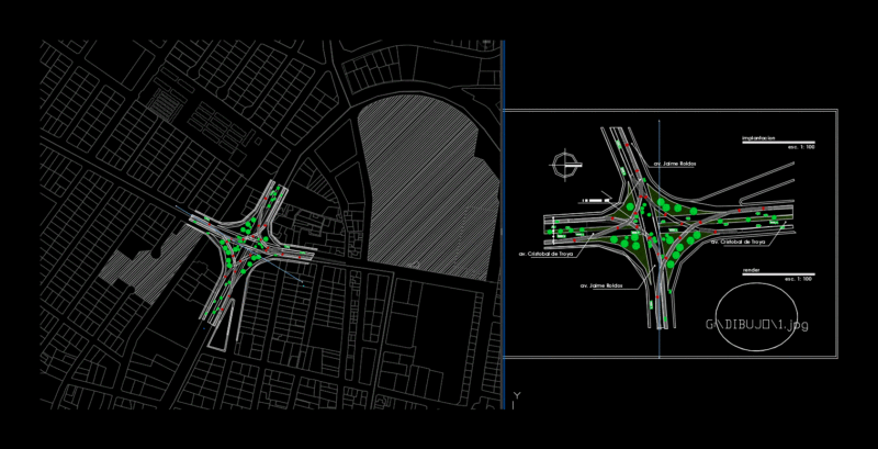 Road Interchange DWG Block for AutoCAD