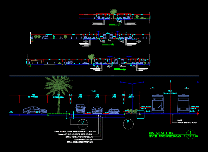 Road Section DWG Section for AutoCAD