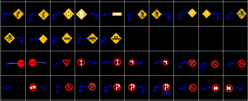 Road Signage DWG Block for AutoCAD