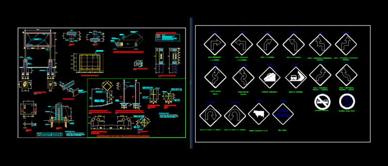 Road Traffic Signs DWG Detail for AutoCAD