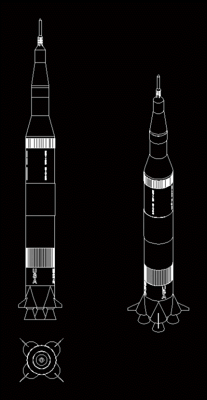 Rocket Saturn – V – Rocket DWG Plan for AutoCAD