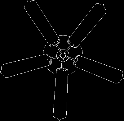 Ceiling Fan With 5 Blades 2D DWG Block for AutoCAD 