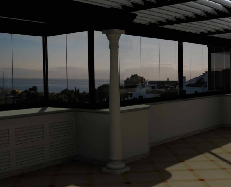 Roof Terrace Mobil And Glass Walls 3D MAX Model for 3D Studio Max