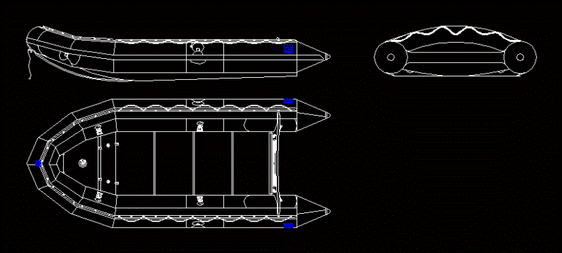 Rubber Rescue Boat 2D DWG Plan for AutoCAD