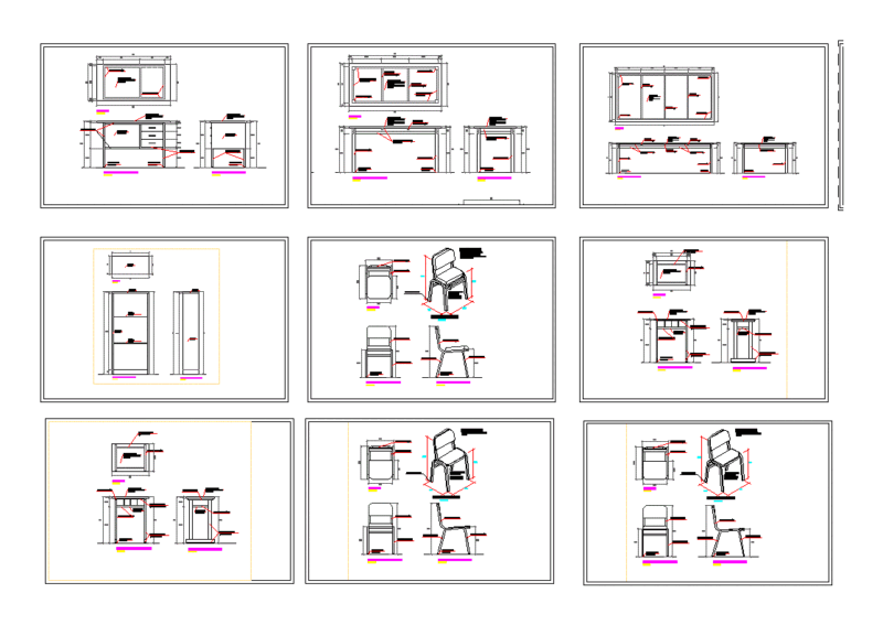 School Furniture DWG Elevation for AutoCAD