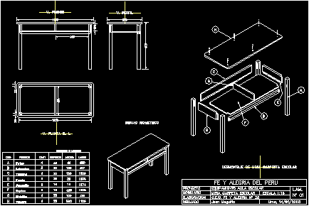  Table  with 2 Drawers 2D  DWG Detail for AutoCAD   DesignsCAD