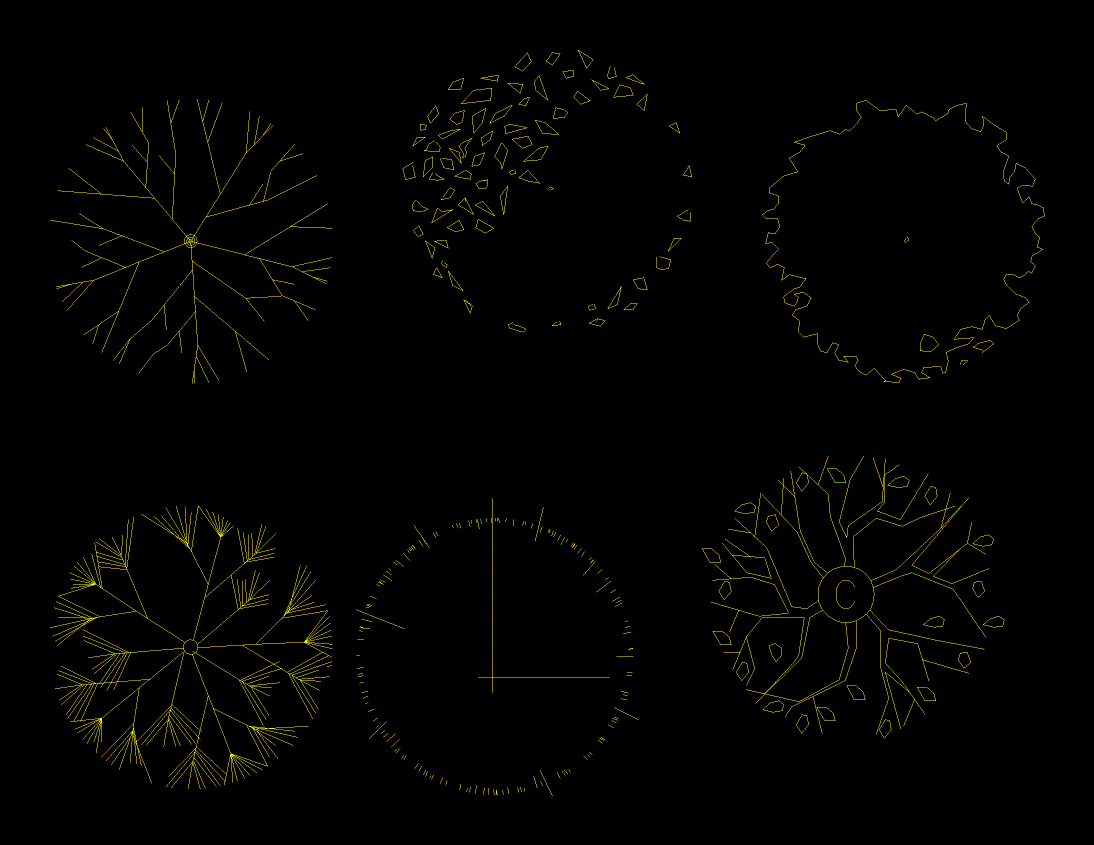 Деревья в плане в dwg