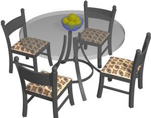 Round Dining Table with Chair 3D DWG Model for AutoCAD