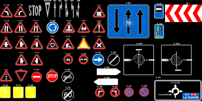 Traffic Signs 2D DWG Block For AutoCAD
