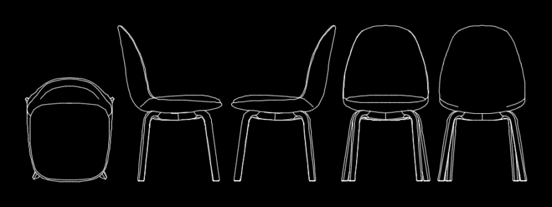 Silla Apilable 2D DWG Block for AutoCAD