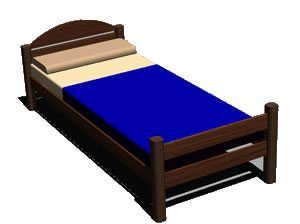 Single Bed With Wooden Cot 3D DWG Model for AutoCAD