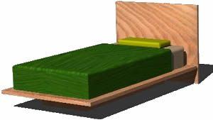 Single Bed With Wooden Cot and Headboard 3D DWG Model for AutoCAD