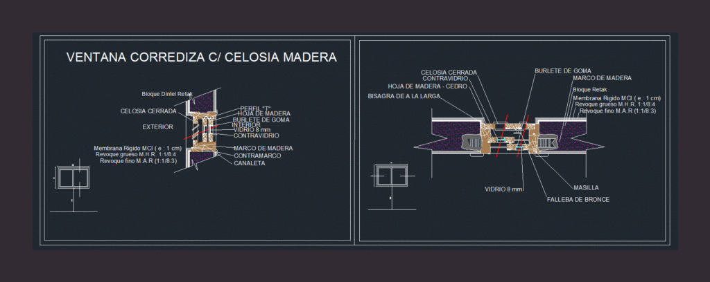 Sliding Window With Wooden Lattice DWG Block for AutoCAD