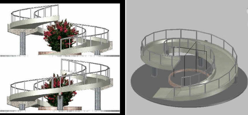 Snail – Shaped Ramp, Wheelchair Access DWG Block for AutoCAD
