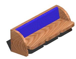 Wooden Sofa Bench 3D DWG Model for AutoCAD