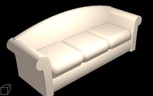 Bennett Roller arm 3 Seater Sofa 3D DWG Model for AutoCAD