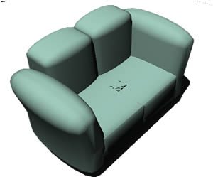 2 Seater Cushion Sofa 3D DWG Model for AutoCAD