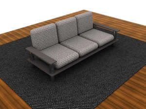 Low Back 3 Seater Sofa 3D MAX Model for 3D Studio Max
