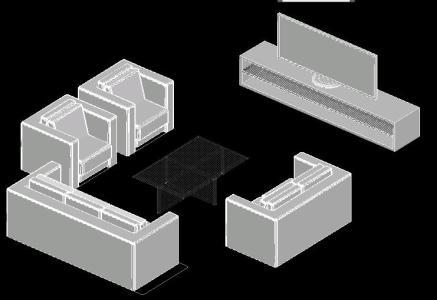 Sofa With Tv Stand 3D DWG Model for AutoCAD • Designs CAD