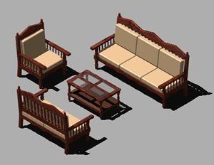 Modern Sofa Set 3D DWG Model for AutoCAD