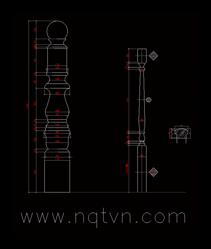 Staircase Post DWG Detail for AutoCAD