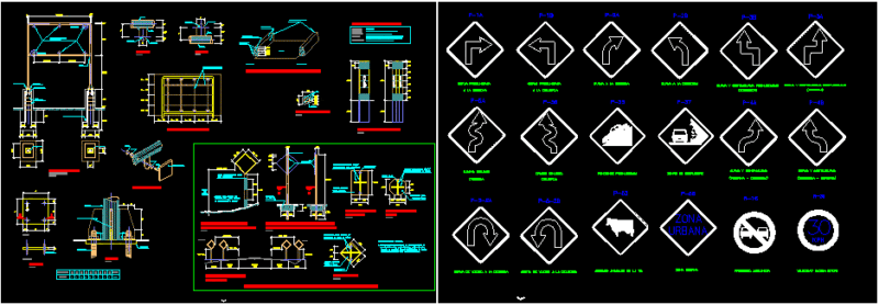 Standard Highway Signs – Details DWG Detail for AutoCAD