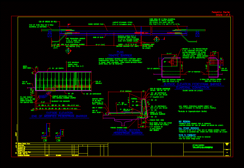 Standard Traffic Barrier – Bridge DWG Section for AutoCAD